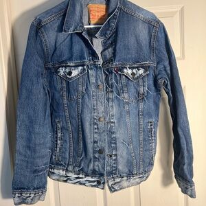 Levi Strauss Denim Jacket Mens Medium Blue Trucker Distressed Jean Coat 72334